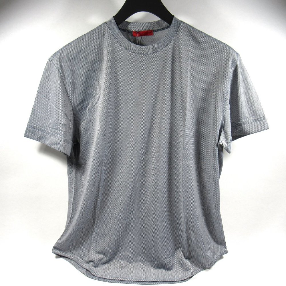 VERRI Men's T-Shirt Sheer Fabric Slim-Fit Made in Italy Navy Blue Size Large